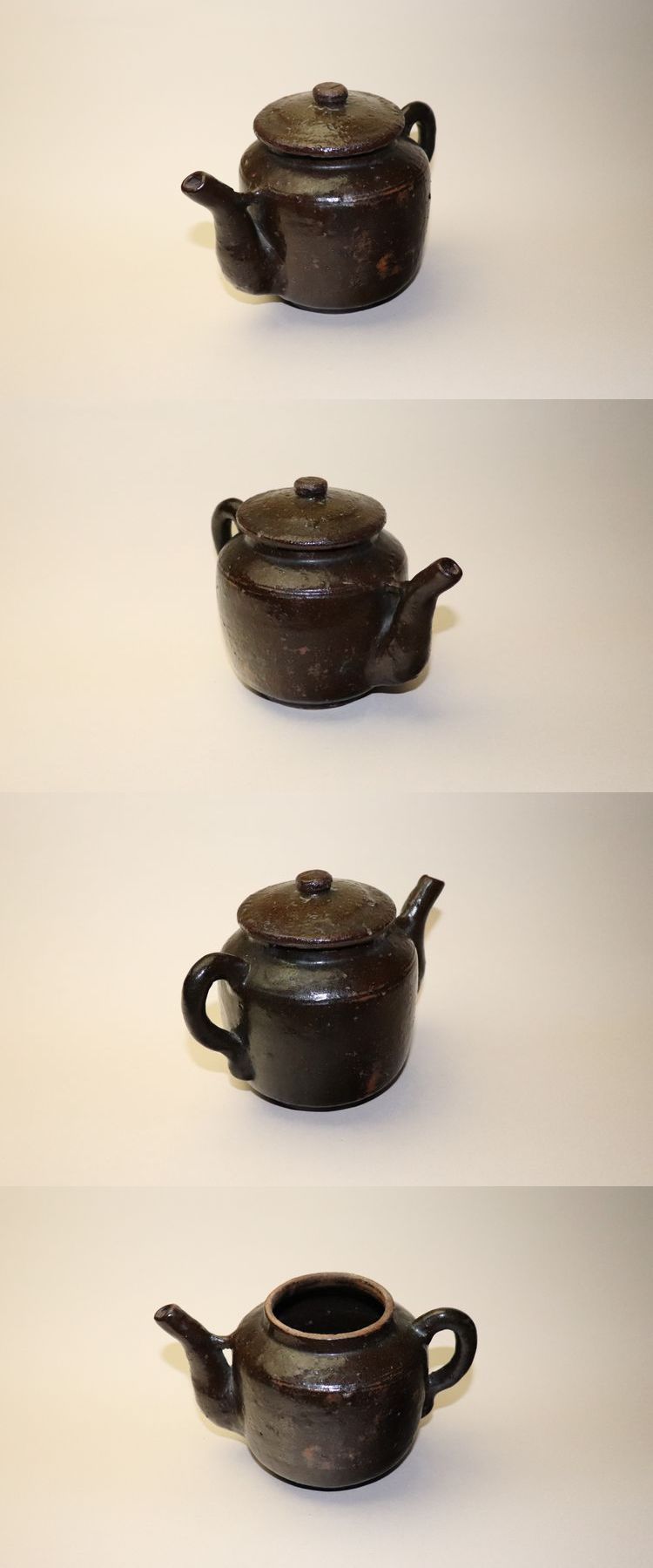 黒釉 水注 宋元時代 高さ約8.9cm 唐時代 黒釉鉄斑壺 双係瓶 水注 水差し 水指 海鼠釉 時代物(A-50