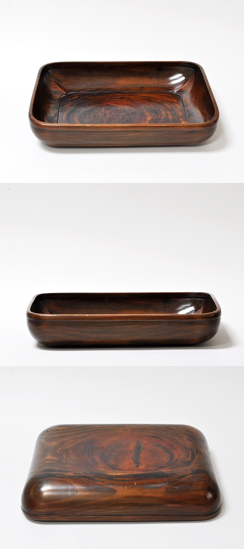 煎茶 松合利盆 古材 刳り貫き 盆 莨盆 作美 共箱 旧家