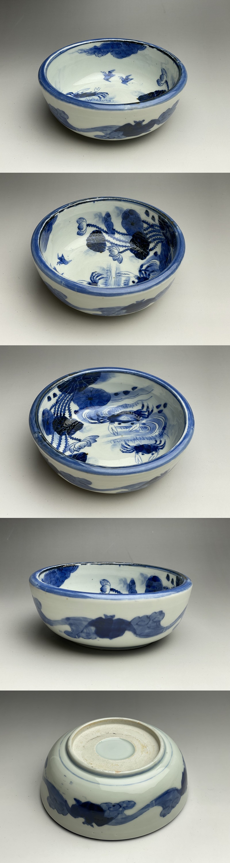 古美術 猫 - 伊万里染付蟹蓮文鉢 | 古美術品専門サイト fufufufu.com