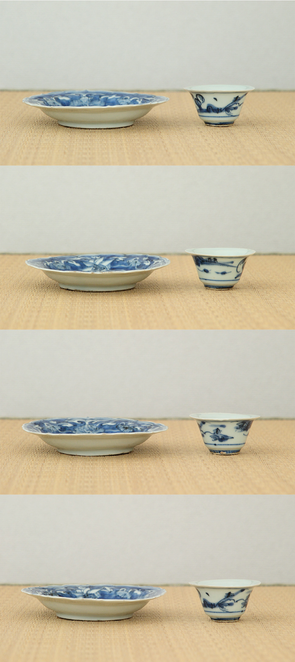道八染付盃 3 點 京燒 染付盃 古美術 高 4cm 古美術 吉戸 - 古染付盃 | 古美術品専門サイト fufufufu.com