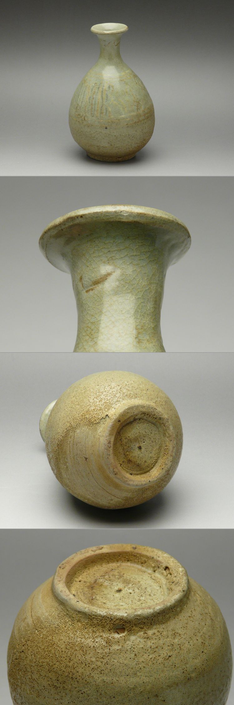 古美術 猫 - 三島 青磁白黒象嵌徳利 | 古美術品専門サイト fufufufu.com