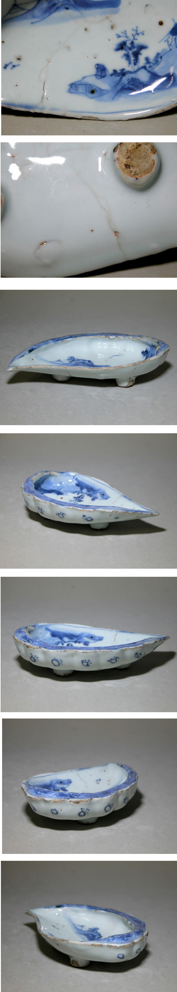 渡邊美術店 - 古染付山水文鮑形向付 | 古美術品専門サイト