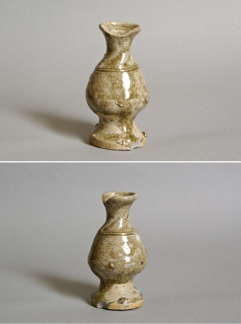 古瀬戸　灰釉 印花紋 見立て徳利　 仏花器 花器 花生け 古瀬戸灰釉 印花紋 見立て徳利 仏花器 花器 花生け