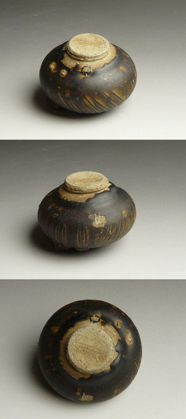 クメール黒釉瓶 小壺 発掘品 東南アジア古陶磁