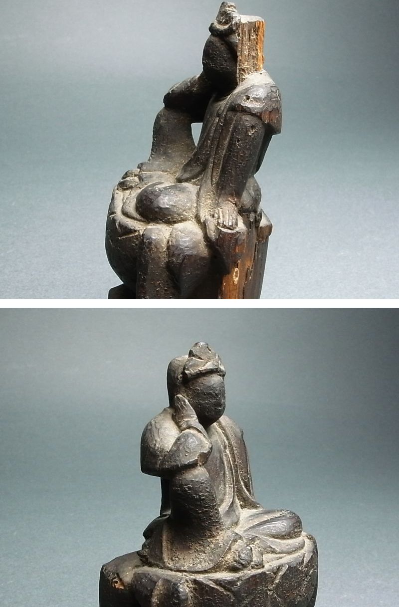 古美術 木如意 彫刻 長谷雄堂 - 木彫 如意輪観音像 | 古美術品専門サイト fufufufu.com