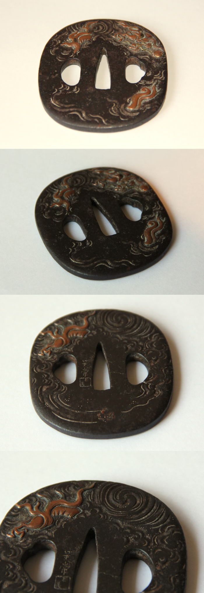 彫刻入り黒色金属鍔