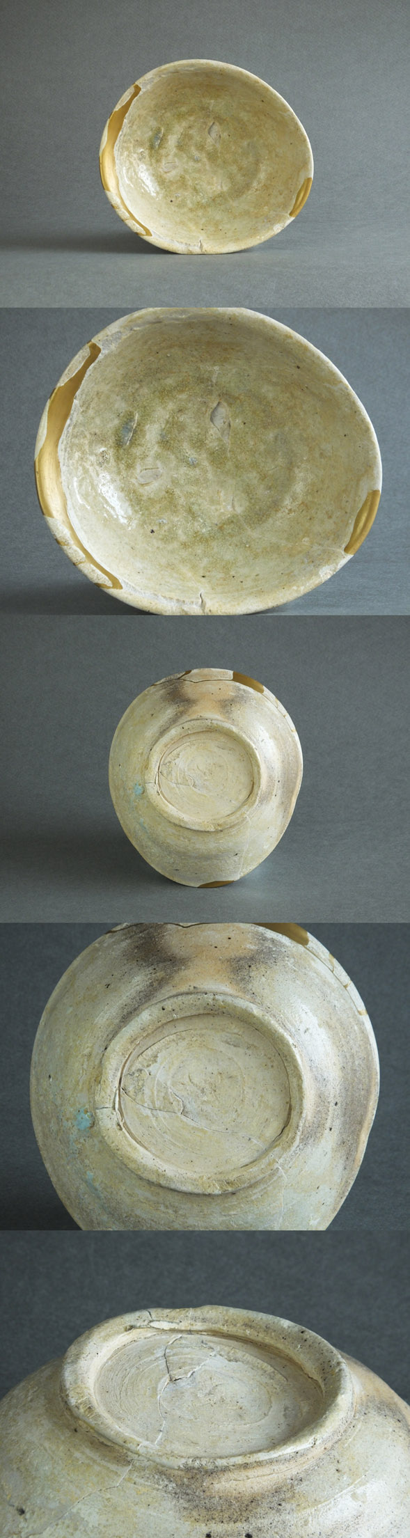 平安時代 猿投 美濃白瓷 小碗 呼継 陶片 窯跡 発掘 出土 骨董 古美術