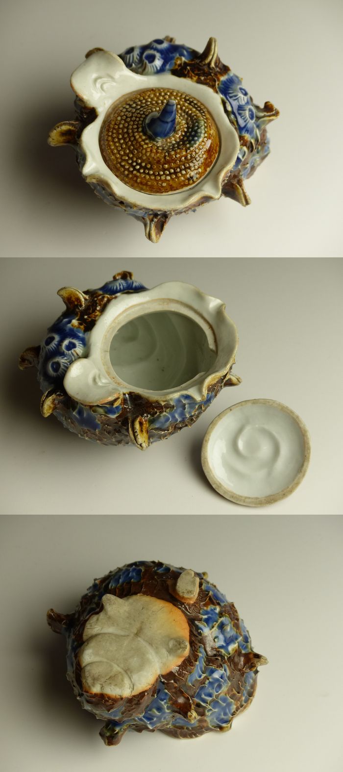 古美術 猫 - 平戸瑠璃錆釉さざえ形蓋物 | 古美術品専門サイト fufufufu.com