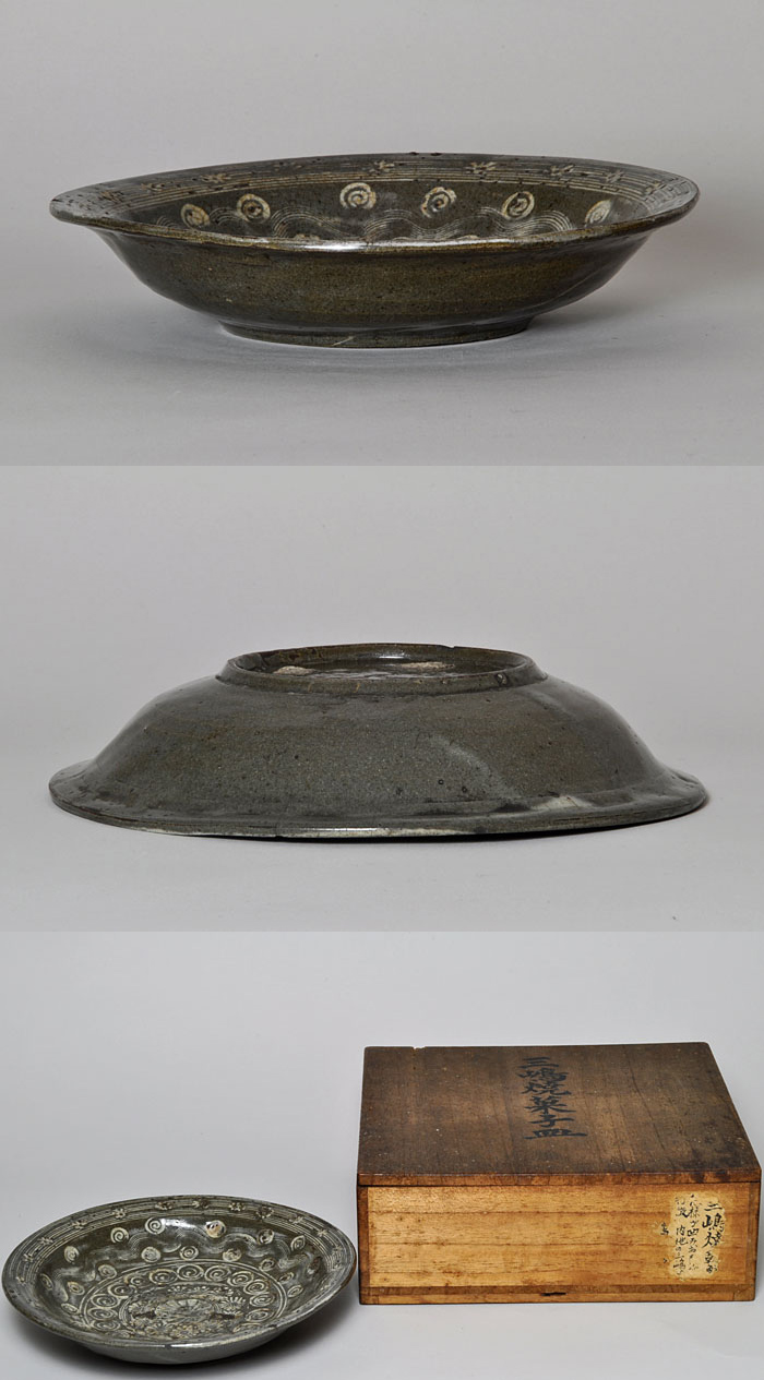 希少　江戸初期　古八代象嵌花文　平鉢　菓子皿 古美術 肥後 - 古八代<br>象嵌花文 平鉢 | 古美術品専門サイト