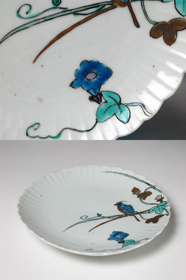 古美術 三樹 - 古九谷 朝顔鳥文皿 | 古美術品専門サイト fufufufu.com