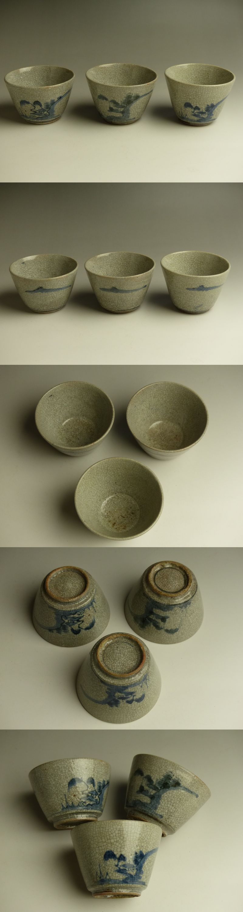 古美術 猫 - 中野焼染付堂山水文碗5客 | 古美術品専門サイト fufufufu.com