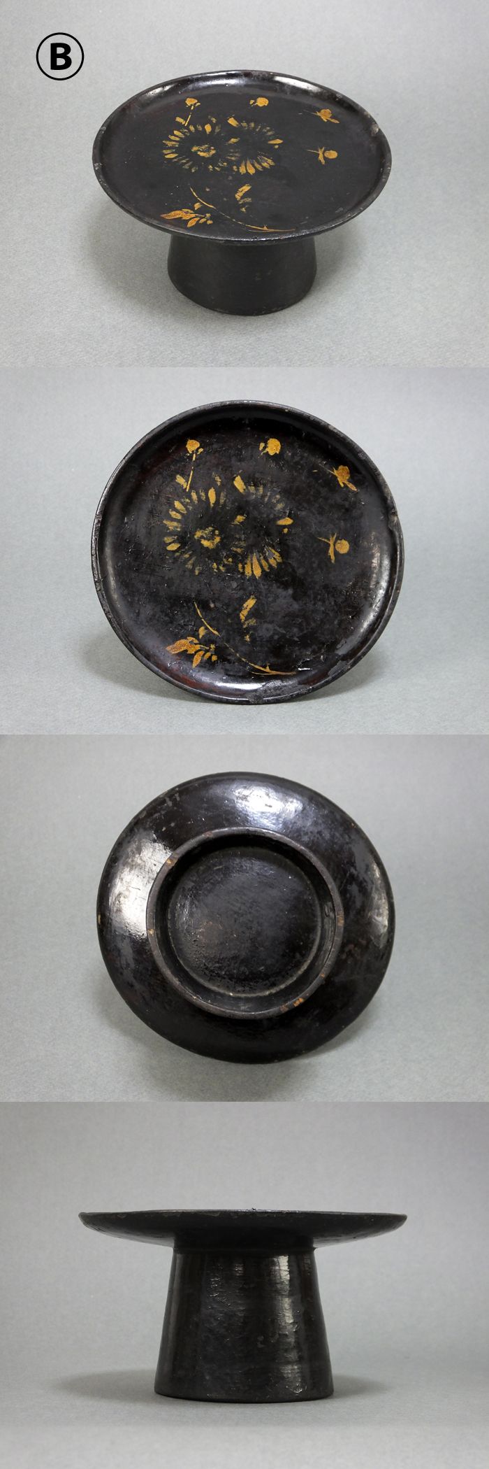 古童 - 浄法寺 漆絵 菊花文 高足盆 | 古美術品専門サイト fufufufu.com