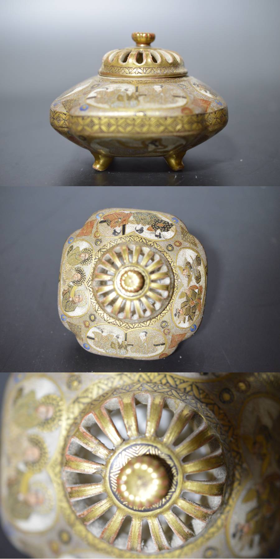 讃岐今昔 - 京薩摩色絵人物図香炉 | 古美術品専門サイト fufufufu.com