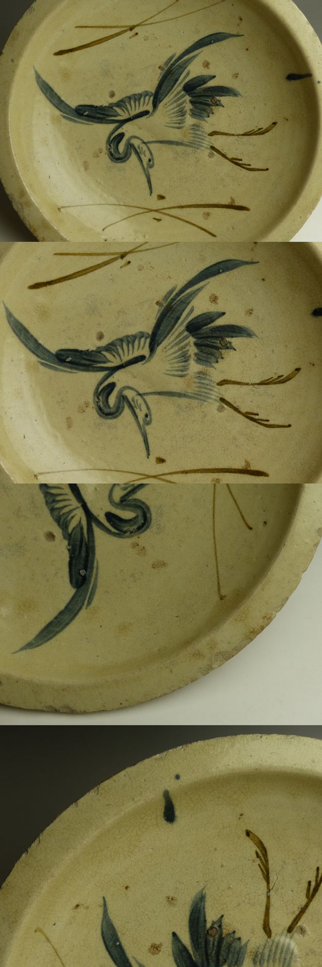 古美術 猫 - 絵瀬戸鶴文石皿 | 古美術品専門サイト fufufufu.com