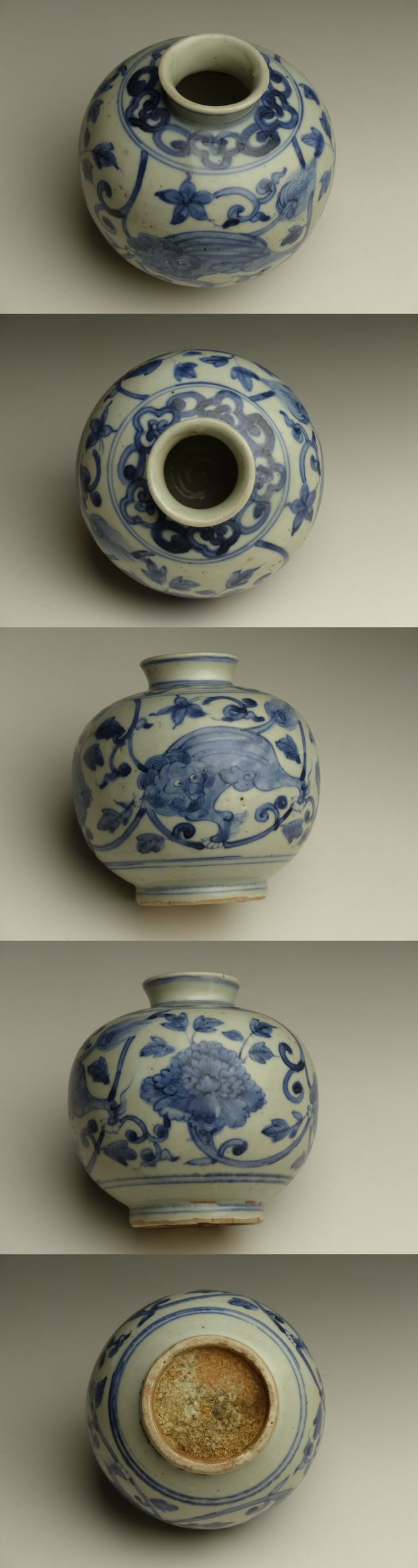 古美術 猫 - 染付獅子牡丹文壺 | 古美術品専門サイト fufufufu.com