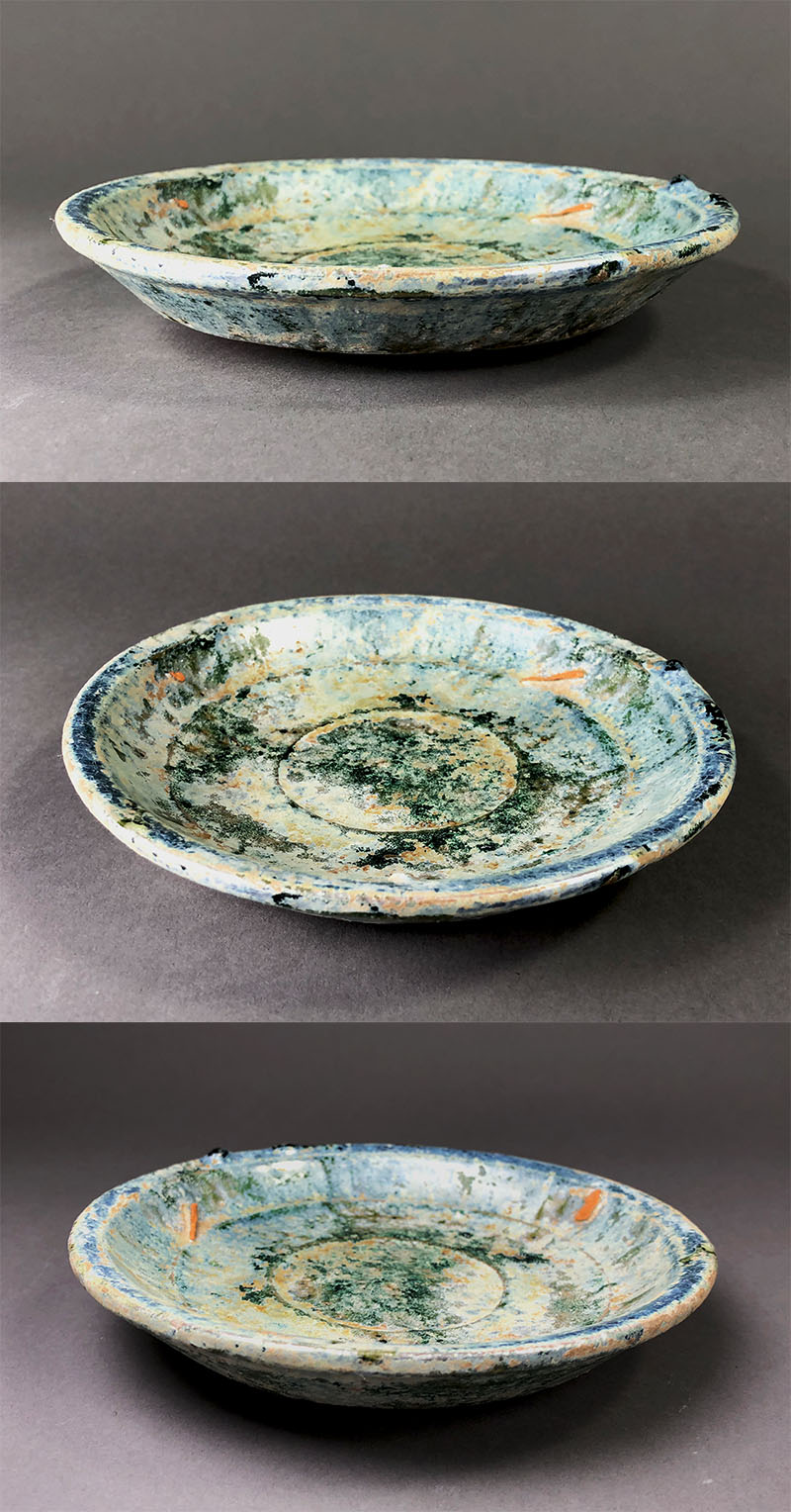 古美術 吉戸 - 漢時代緑釉銀化皿 | 古美術品専門サイト fufufufu.com