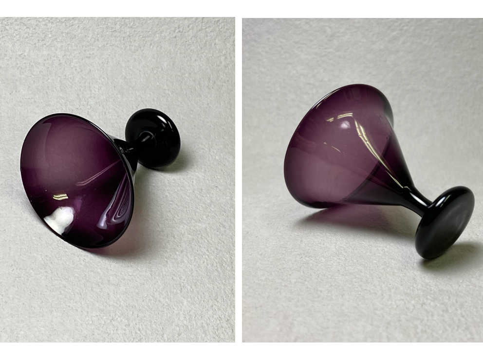 甍堂 - 江戸ガラス紫色脚付盃 | 古美術品専門サイト fufufufu.com