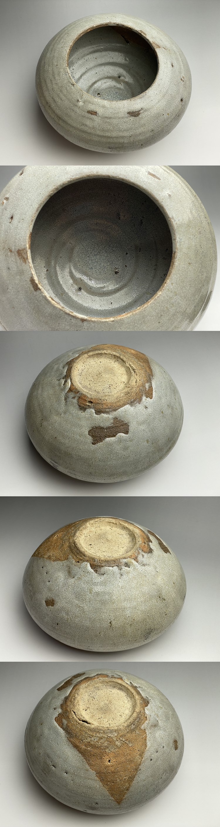 風格のある一品　水指　壺　新渡　鉄絵　唐草文　算盤型水指　蓋付き 古美術 猫 - 会寧壺水指 | 古美術品専門サイト fufufufu.com