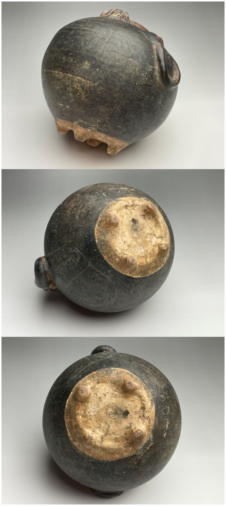 古美術 猫 - クメール黒褐釉象形壺 | 古美術品専門サイト fufufufu.com