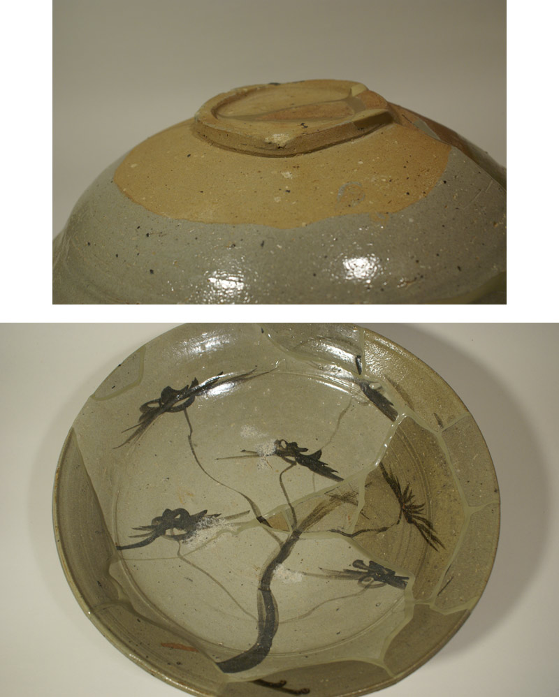 風招 - 絵唐津 松文 呼継ぎ大皿 | 古美術品専門サイト fufufufu.com