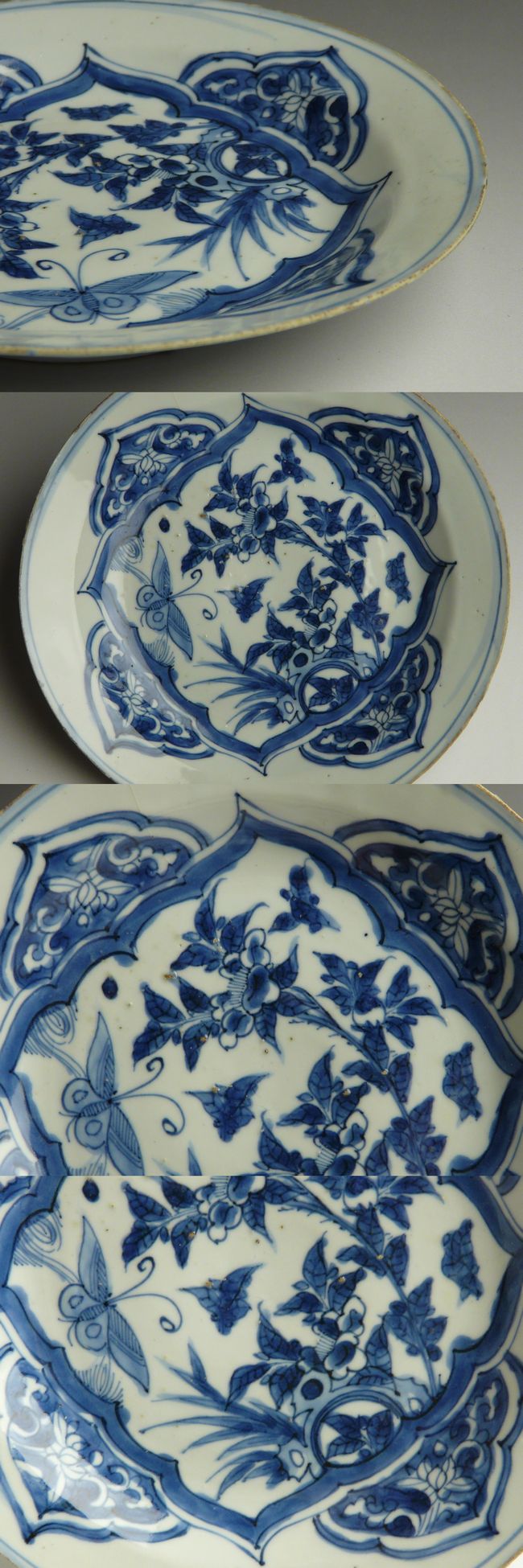 古美術 猫 - 古染付窓花蝶文皿 その2 | 古美術品専門サイト fufufufu.com