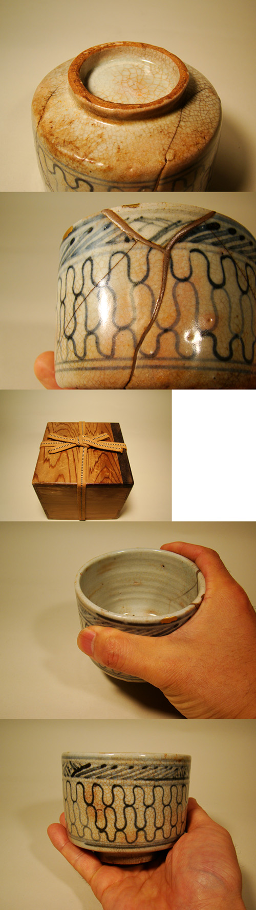 古童 - 初期伊万里 網手文 筒茶碗 | 古美術品専門サイト fufufufu.com