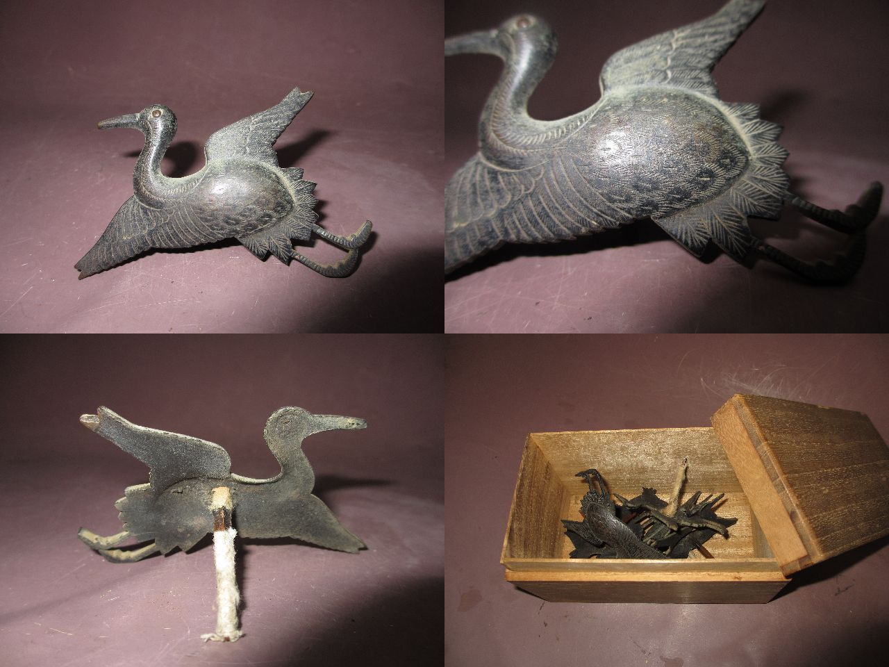 釘隠し　4点セット 鶴×3 松×1 古民家　骨董　古美術　古家具　古道具 ギャラリー辰巳 - 釘隠し 数々 | 古美術品専門サイト fufufufu.com