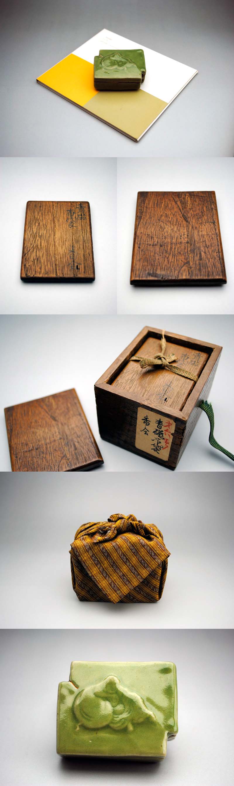 時代 三田青磁 布袋香合 共箱 け0905 - 陶芸 時代 三田青磁 布袋香合 共箱 け0905 - 陶芸