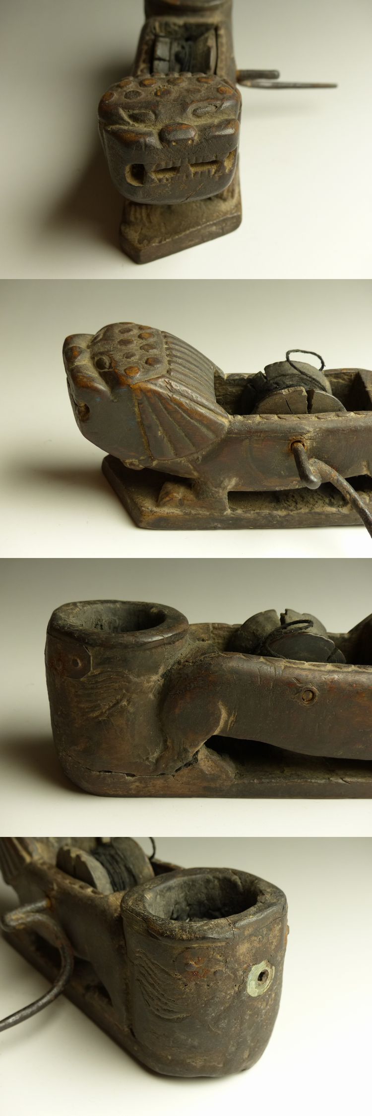 古美術 猫 - 李朝木彫獅子形墨壺 | 古美術品専門サイト fufufufu.com