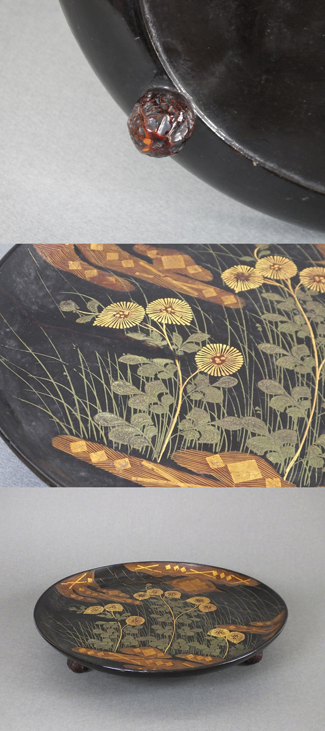 古童 - 大内 漆絵菊花文 胡桃脚膳 | 古美術品専門サイト