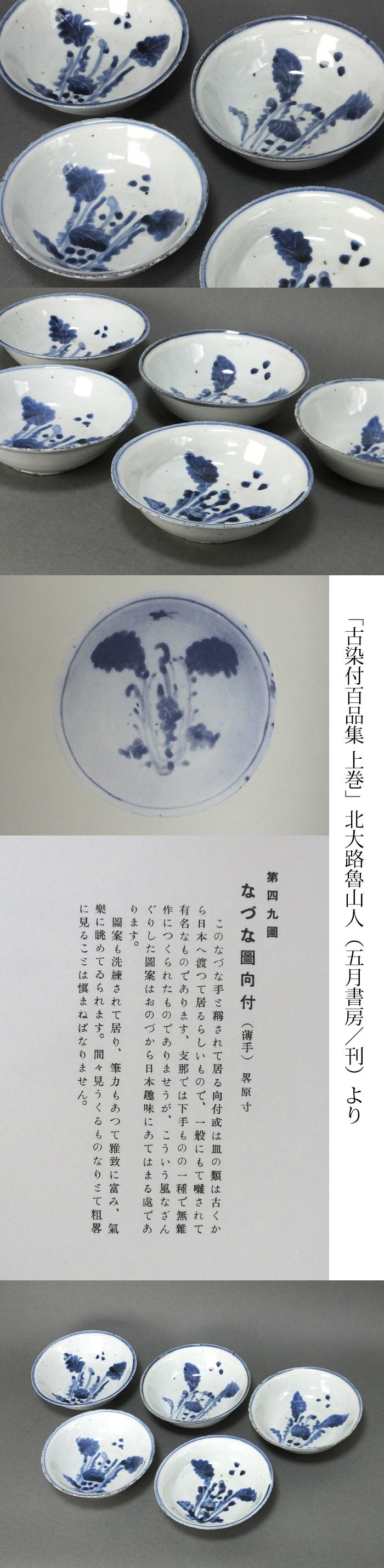 魯山人写 染付 鯰形 向付 5客組 割烹料理 作家物 在印 鯰形変形