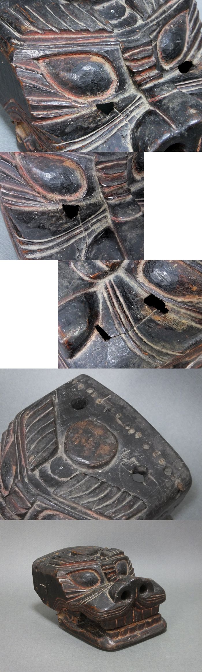 木製 獅子頭 古道具 アンティーク 古美術 古童 - 木彫 獅子頭 | 古美術品専門サイト fufufufu.com