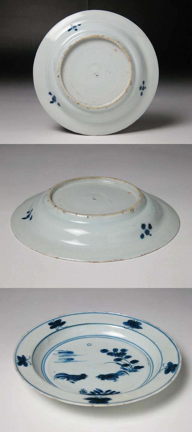 古美術 三樹 - 古染付 鶏蝶文皿 | 古美術品専門サイト fufufufu.com