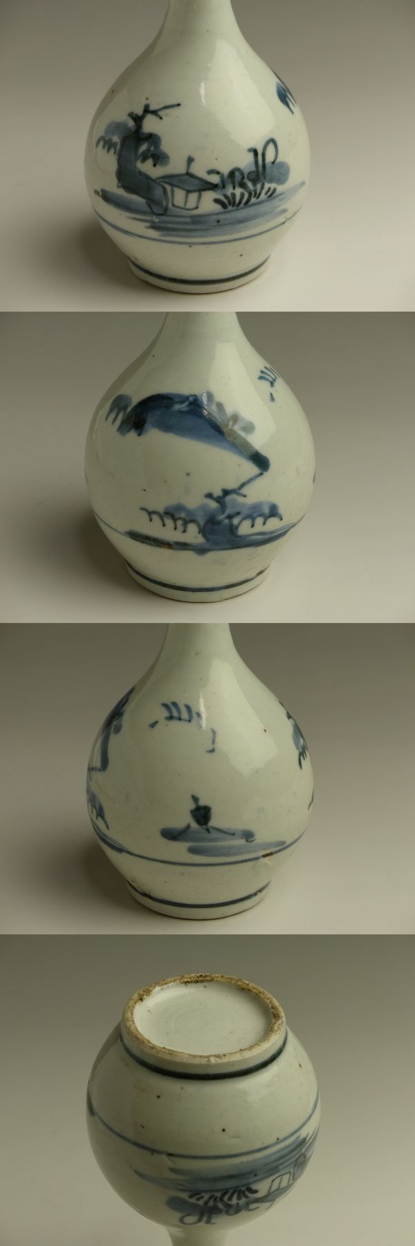 初期伊万里百間窯染付猫虎笹文鶴首徳利 検1610-1630年代 検特別出品 中野焼｜伊万里、有田