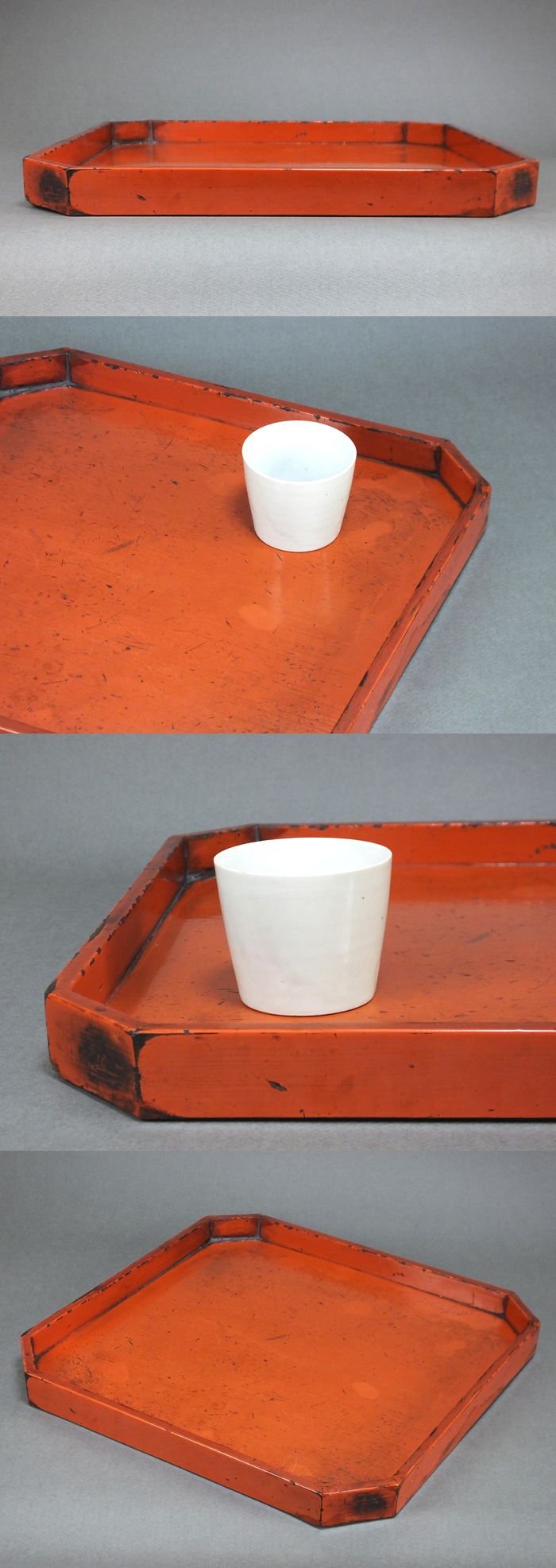 根来塗◇朱塗隅切折敷