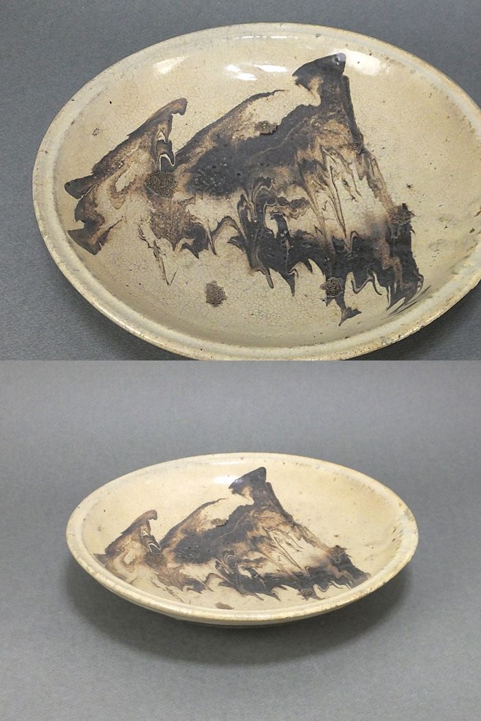 古童 - 瀬戸 墨流し文 皿 | 古美術品専門サイト fufufufu.com