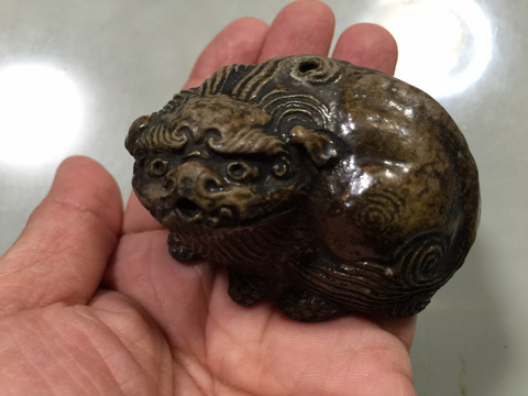 古備前 江戸後期 耳付窯変瓢水指 M323 古備前 江戸後期