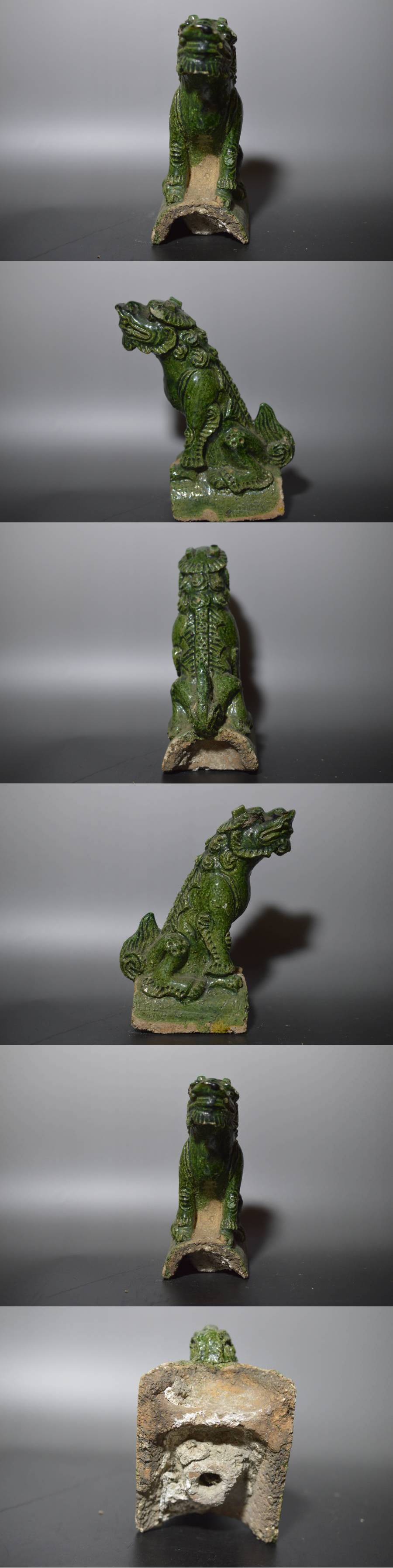 讃岐今昔 - 中国緑釉獅子飾り筒瓦 | 古美術品専門サイト fufufufu.com