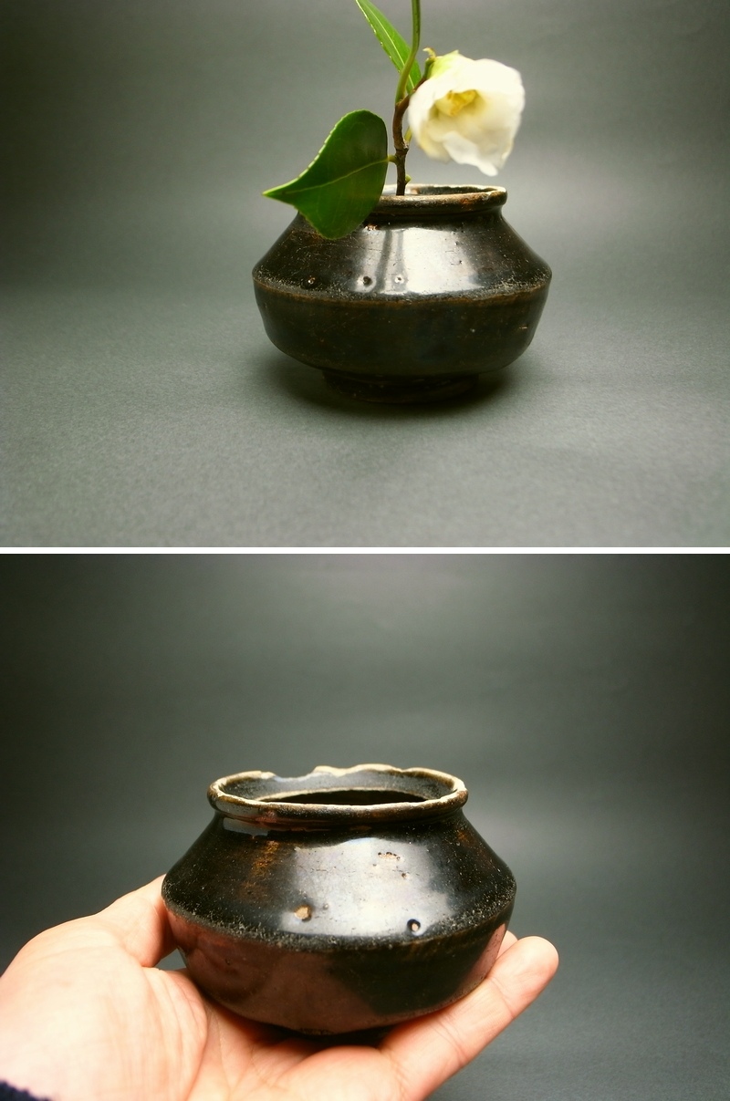 東中野 - 黒高麗<br>塩笥小壺 | 古美術品専門サイト fufufufu.com