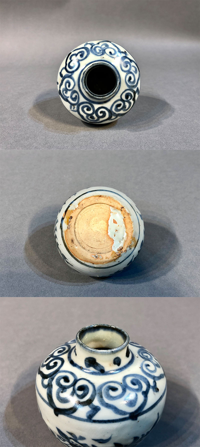 骨董品 中国 景徳鎮 小さな蓋物 茶入 古美術 吉戸 - 明時代草花文