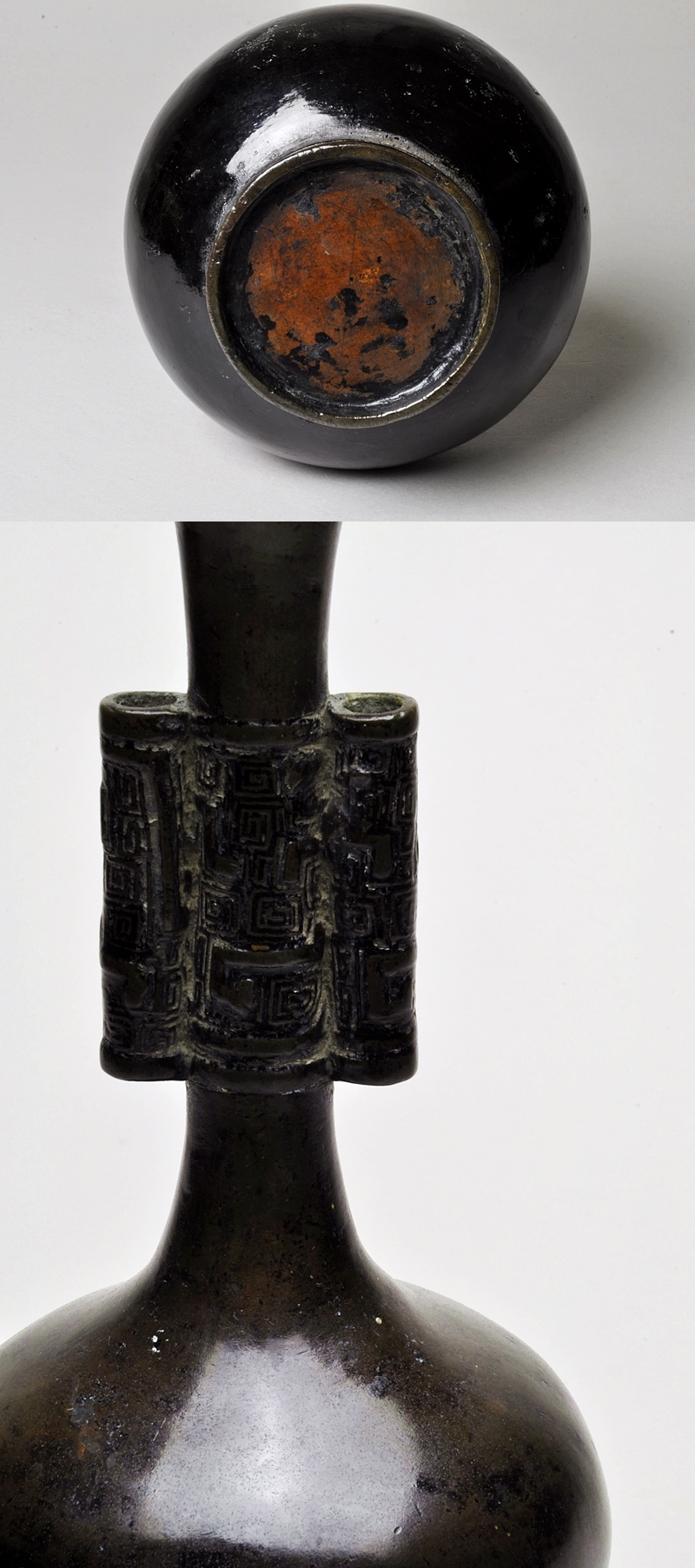 江戸期 極上 唐銅 柑子口 盛上龍巻 花瓶 花生 仏教美術 茶道具 江戸期