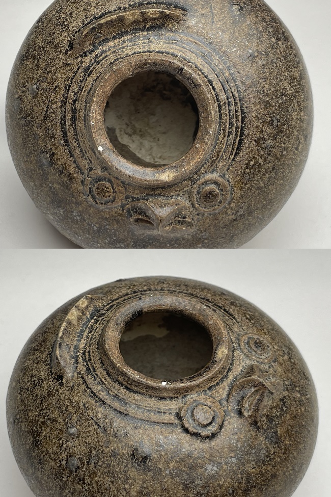 クメール王朝時代の褐釉兎型壺 クメール王朝時代の褐釉兎型壺 黒褐釉兎