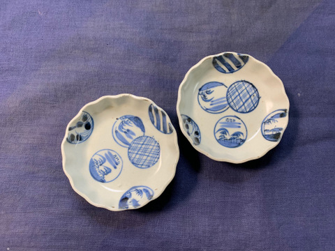 丸紋散蒔絵 糸目 小皿 美品 十客(P373) 丸紋散蒔絵 糸目 小皿 美品 十