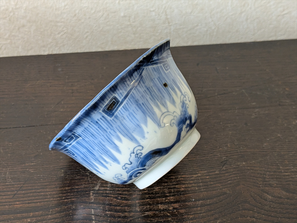 古美術長陽堂 - 伊万里 染付驟雨図 向付 | 古美術品専門サイト