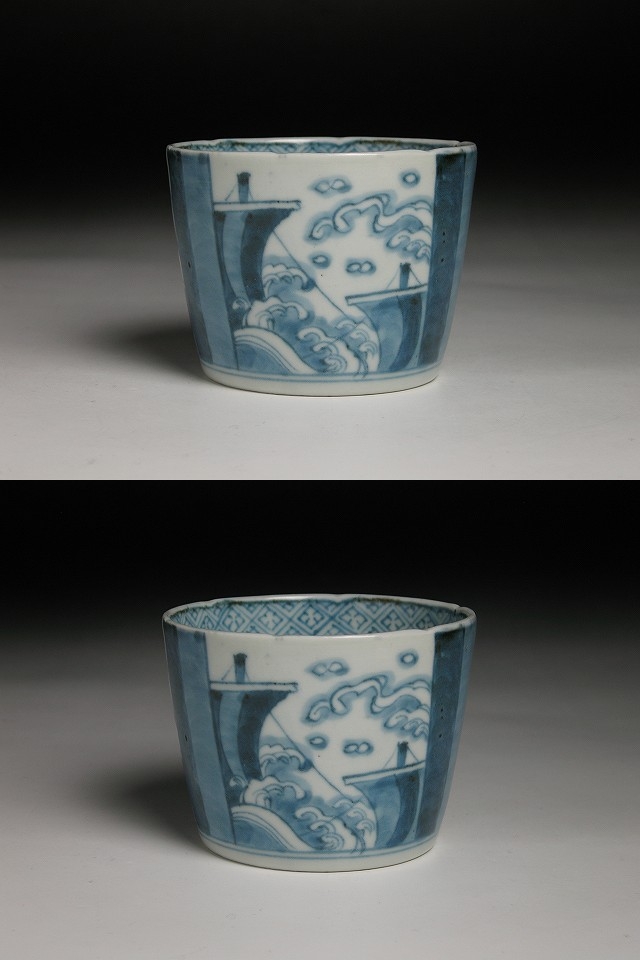 古美術 三樹 - 古伊万里 帆船波文蕎麦猪口 | 古美術品専門サイト