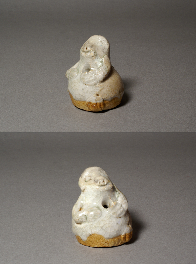 J7-1S38 日本美術　桃山時代　古備前 岡田　宗叡鑑定箱　蛙形水滴　希少品 清見寺 公式サイト/三足蛙水滴
