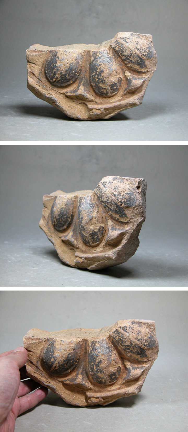 渡邊美術店 - 南滋賀廃寺 鐙瓦残欠 | 古美術品専門サイト fufufufu.com