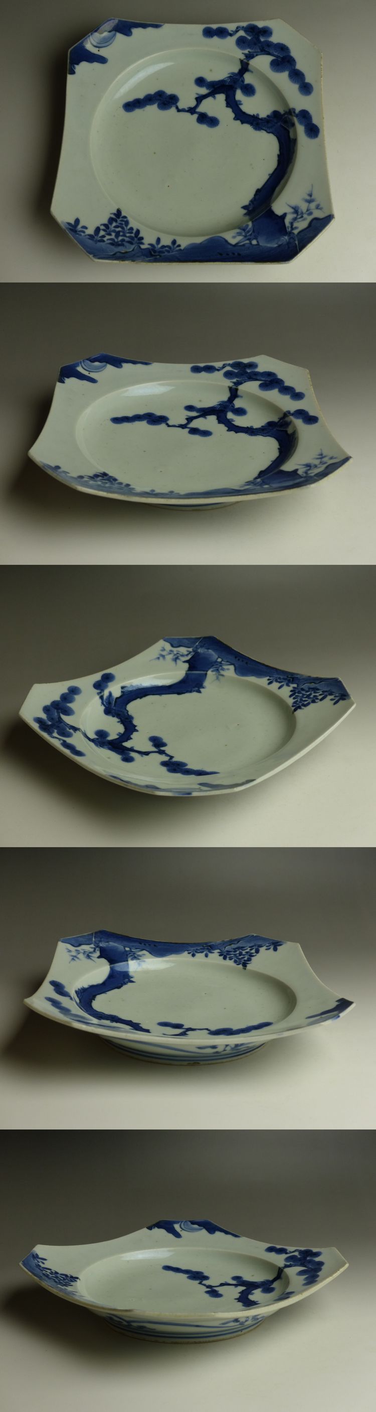 古美術 猫 - 伊万里染付松文隅切皿 | 古美術品専門サイト fufufufu.com