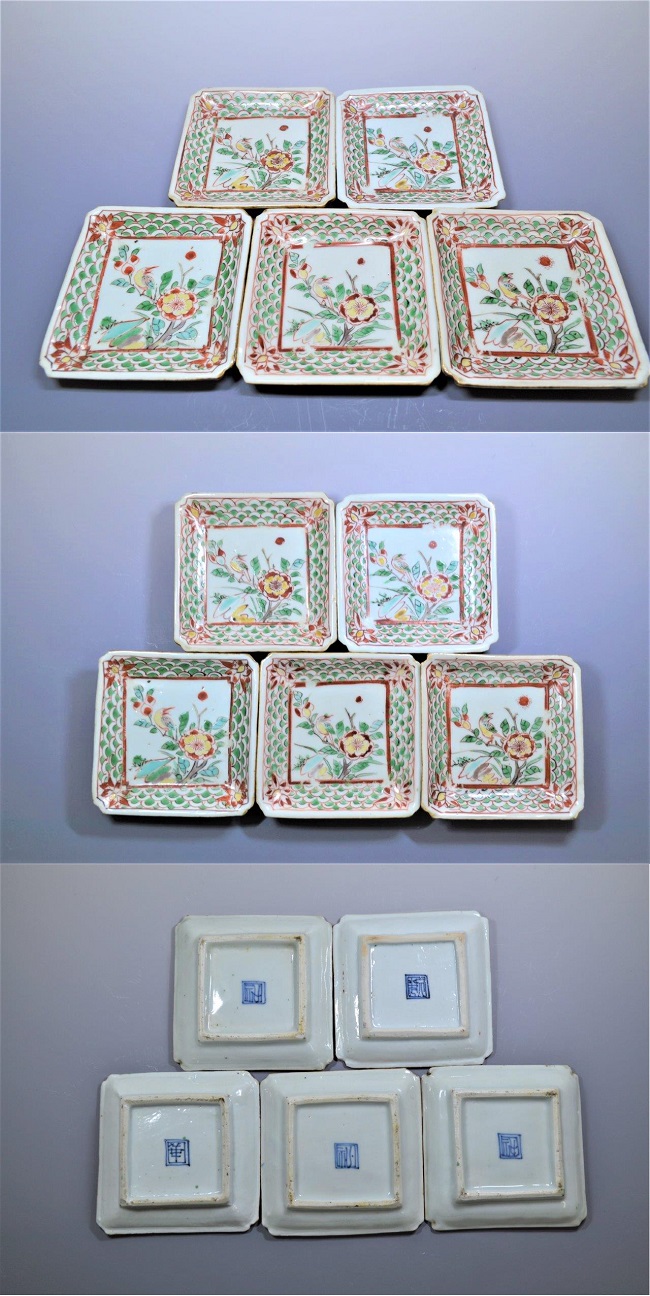 大熊美術 - 南京赤絵花鳥文向付五客 | 古美術品専門サイト fufufufu.com