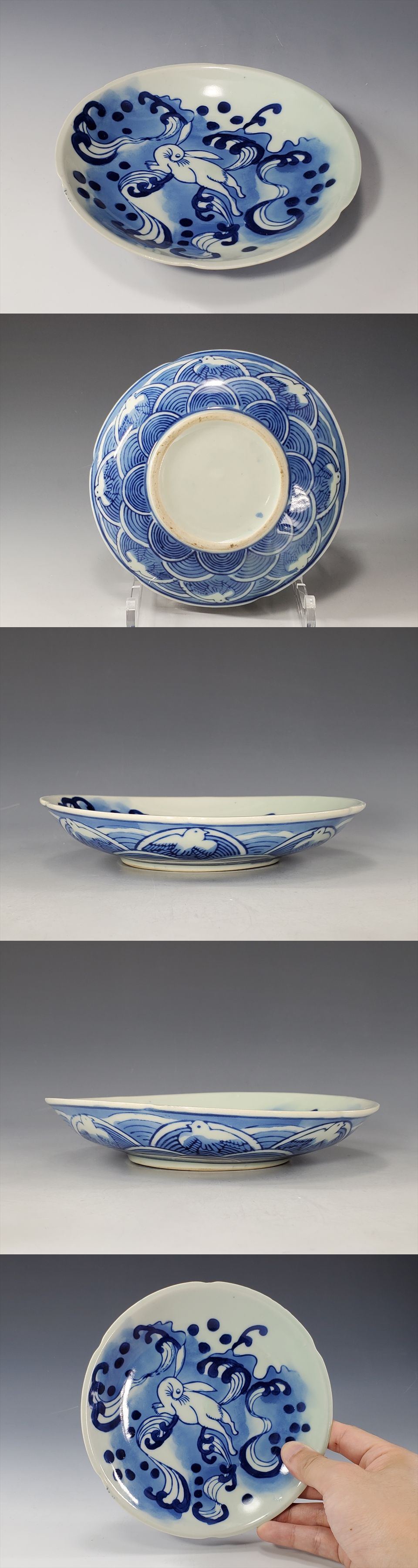 古美術長陽堂 - 伊万里 波兎青海波千鳥図皿A | 古美術品専門サイト